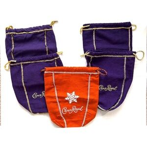 Collection of 5 Crown Royal Draw String Bags